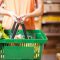 Woman with some groceries in a basket