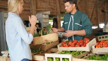 Farmer selling products directly fom the farm