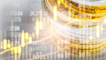 Stock market or forex trading graph and candlestick chart suitab