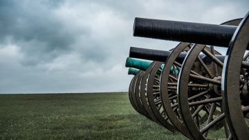old cannon line prepared for battle