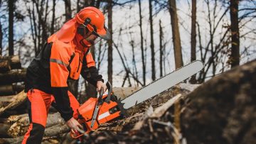 A chainsaw operator.
