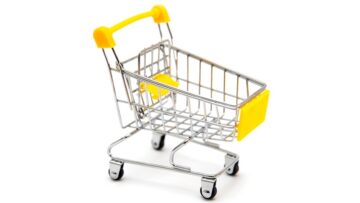 Mini shopping cart isolated on the white background